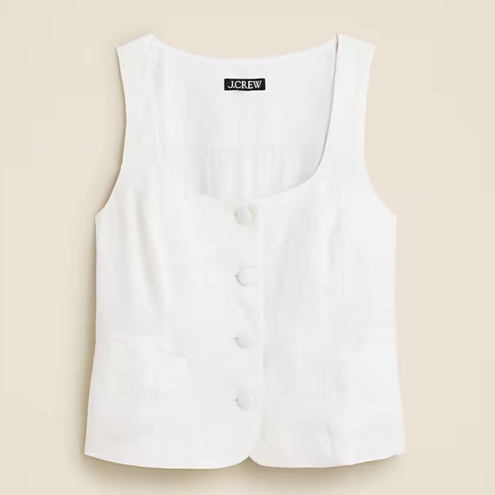 Scoopneck linen-blend vest-